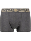 Versace Black, Grey And White Cotton Boxers In Grey