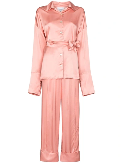 Sleeper Belted Satin Pyjamas In Pink