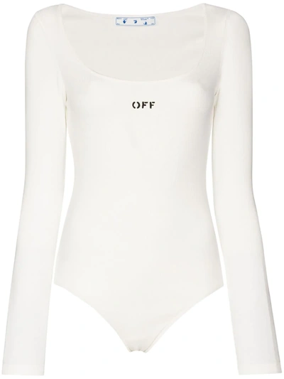 Off-white White Rib Long Sleeve Bodysuit