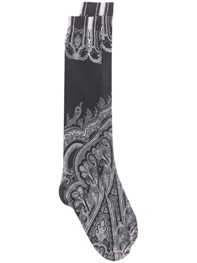 Etro Paisley-print Socks In Grey