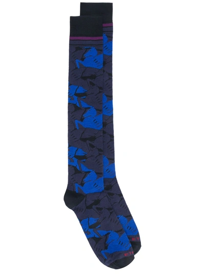 Etro Camouflage Pegaso Socks In Blue