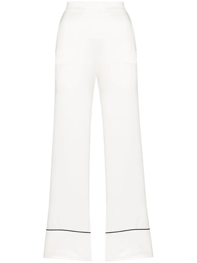 Asceno London Sandwashed Silk-satin Pyjama Trousers In White