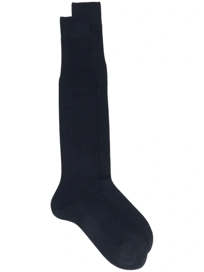 Marcoliani Calf Length Socks In Blue