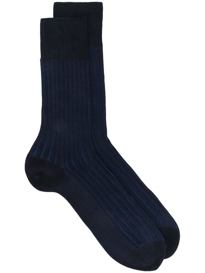 Falke Ribbed-knit Shadow Socks In Blue