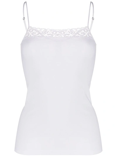 Hanro Moments Lace Trim Cotton Camisole In White