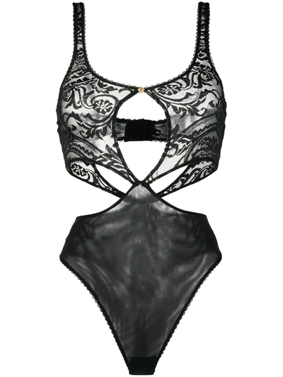 Versace Sheer Lace Cut-out Body In Black