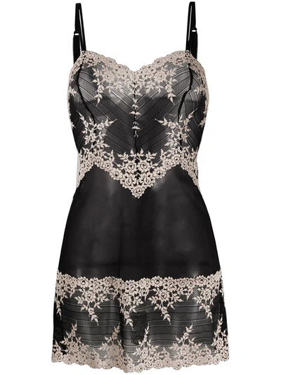 Wacoal Floral Embroidered Chemise In Black