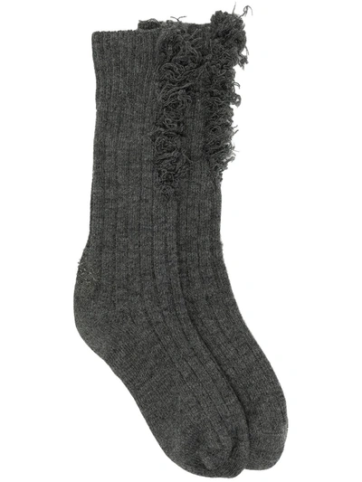 Maison Margiela Distressed-effect Ankle Socks In Grey