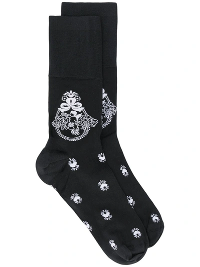 Simone Rocha Heraldic-motif Short Socks In Black