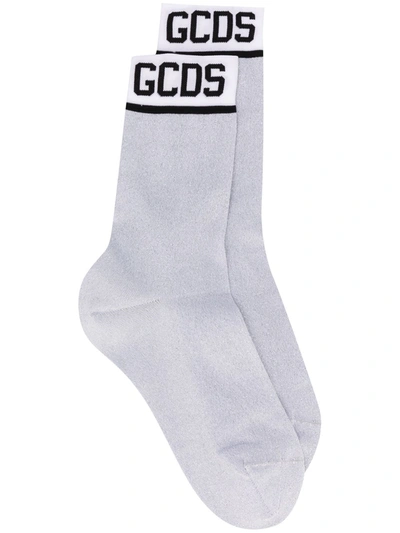 Gcds Logo Embroidered Socks In White