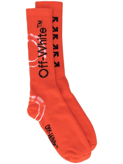 Off-white Arrows Logo Socks In Orange
