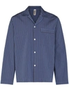 Tekla Camp-collar Striped Organic Cotton-poplin Pyjama Shirt In Blue