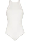 Agolde Rianne Thong Bodysuit White Xl In White White