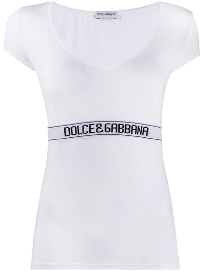 Dolce & Gabbana Logo Stripe Lounge T-shirt In White