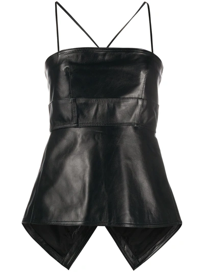 Manokhi Leather Peplum Top In Black