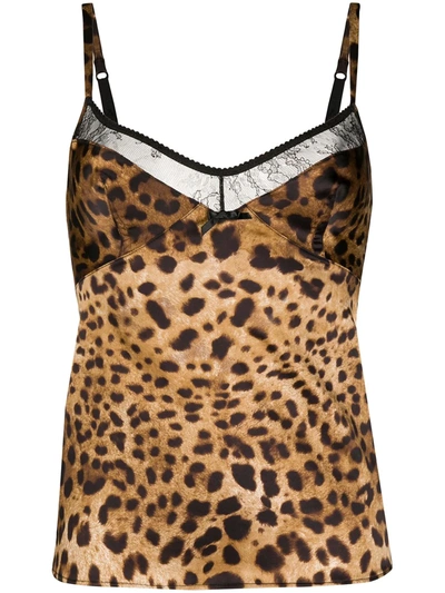 Dolce & Gabbana Leopard Print Camisole In Neutrals