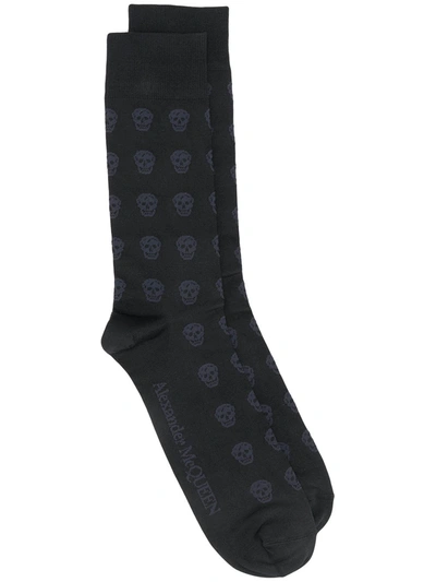 Alexander Mcqueen Skull-motif Socks In Black