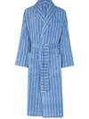 Tekla Striped Organic-cotton Terry Bathrobe In Blue