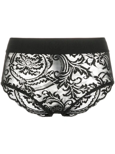 Versace Corded-lace Briefs In Black