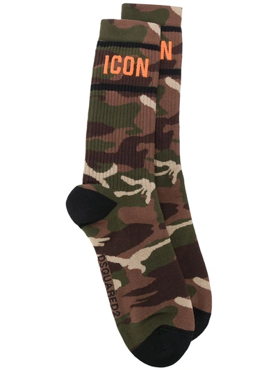 Dsquared2 Icon Logo Socks In Green
