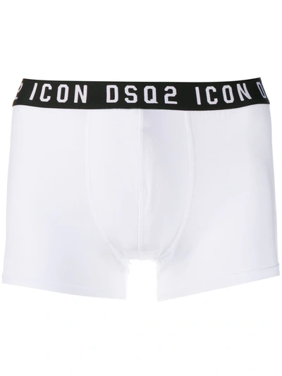 Dsquared2 Icon White Stretch-cotton Boxer Briefs In Multi-colored