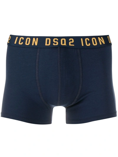 Dsquared2 Icon Navy Stretch-cotton Boxer Briefs In Multi-colored