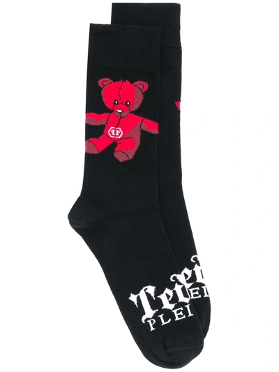 Philipp Plein Teddy Bear Mid-calf Socks In Black