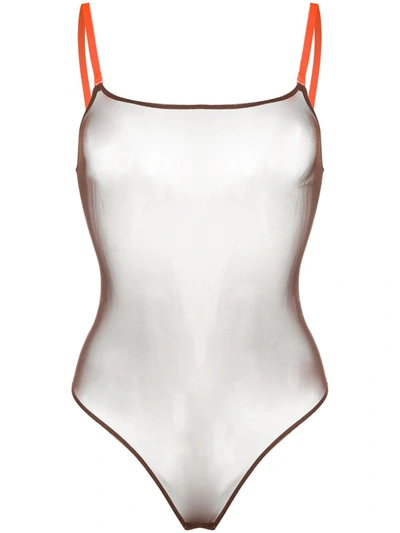 Maison Close Mesh Bodysuit In Brown
