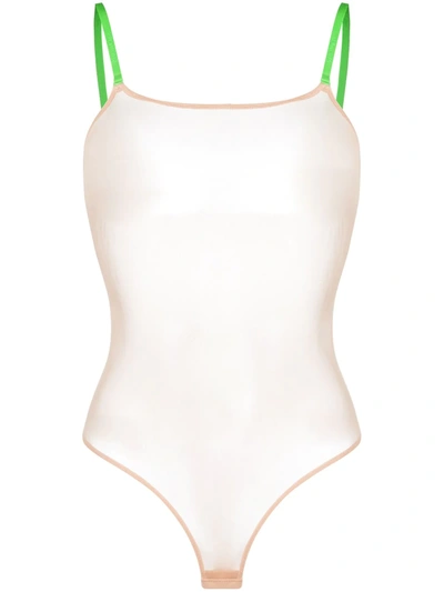 Maison Close Mesh Bodysuit In Neutrals