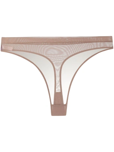 Maison Close Mesh Thong In Neutrals