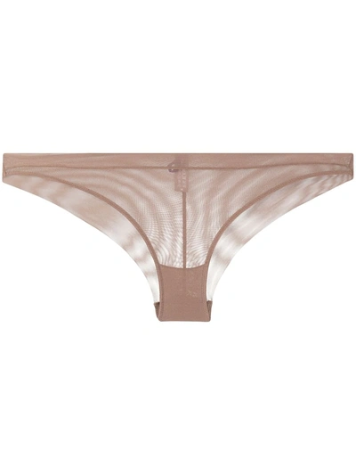 Maison Close Sheer Low-rise Briefs In Neutrals