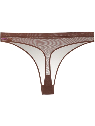 Maison Close Mesh Thong In Brown