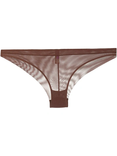 Maison Close Mesh Briefs In Brown