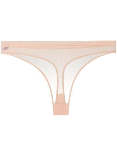 Maison Close Mesh Thong In Neutrals