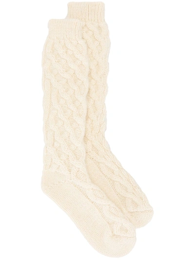 Dolce & Gabbana Chunky Knit Wool Socks In White