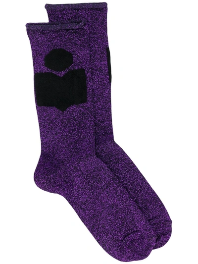 Isabel Marant Fine Knitted Socks In Purple