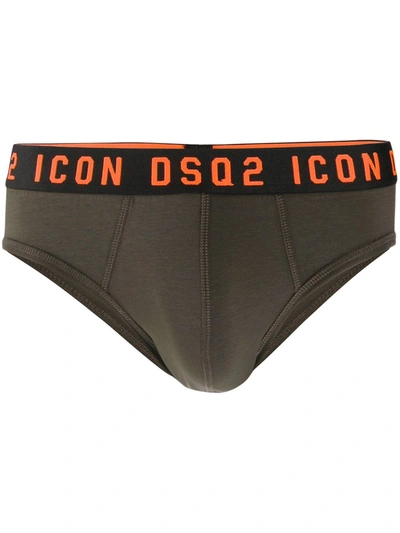 Dsquared2 Logo Waistband Briefs In Green