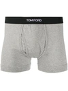 Tom Ford Logo-embroidered Cotton-blend Jersey Boxers In Grey