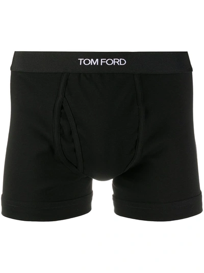 Tom Ford Logo Waistband Boxer Briefs In Black
