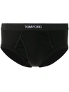 Tom Ford Black Logo Waistband Briefs In Black