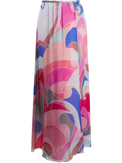 Emilio Pucci Printed Silk Chiffon Long Skirt In Multicolor