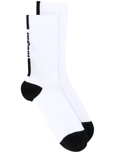 Msgm Logo Cotton Socks In White
