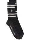 Alexander Mcqueen Man Black And White Skull Socks In Black