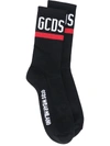 Gcds Ribbed Contrast Logo Socks In Black
