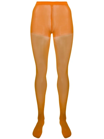 Junya Watanabe High-waist Semi-sheer Socks In Orange