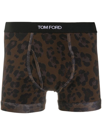 Tom Ford Leopard-print Boxers In Black