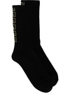Versace Black & Gold Greca Socks In Black