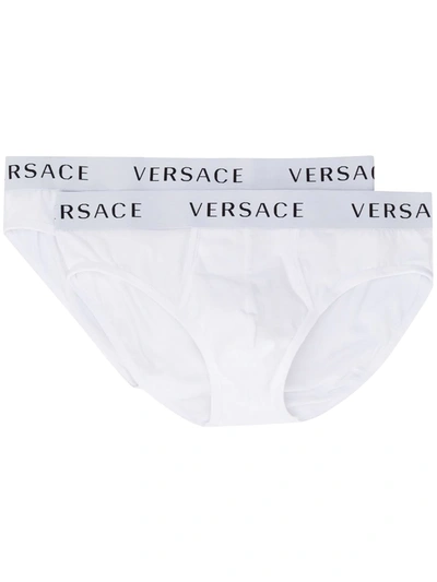 Versace Logo Band Boxers Set In White