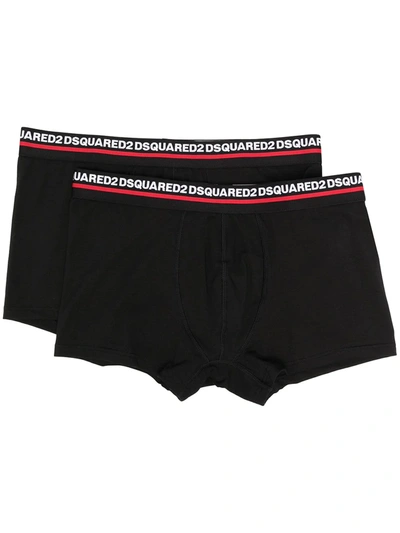 Dsquared2 Logo Waistband Boxer Briefs (set Of Two) In Black