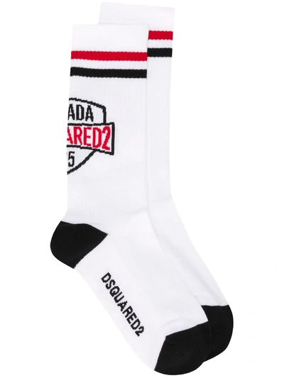 Dsquared2 Logo Print Mid-length Socks In White